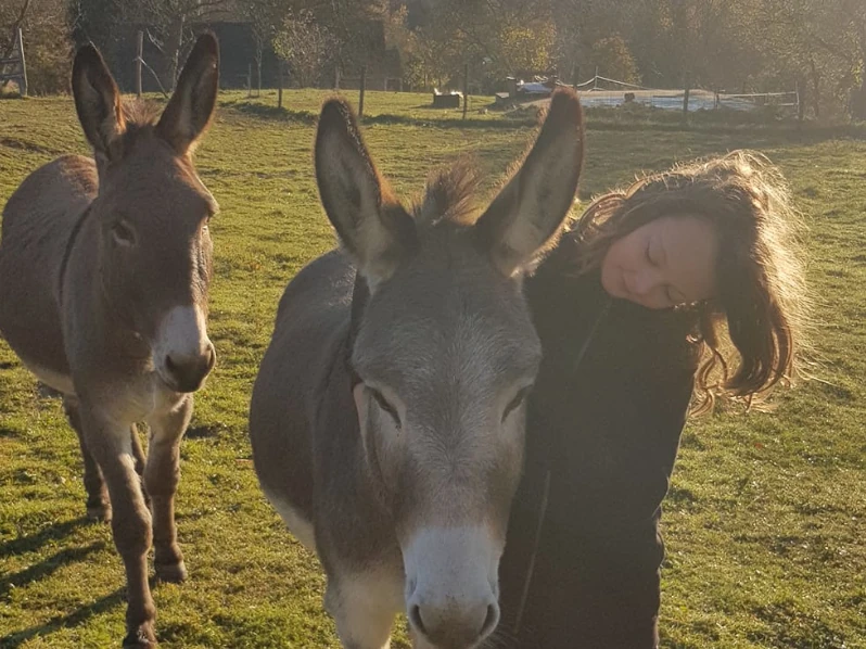 Tyler David with donkeys